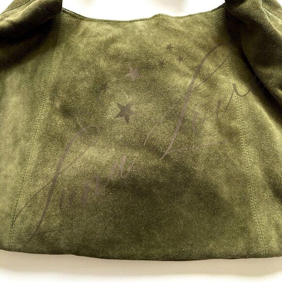 FREE PEOPLE Bobbi Slouch Suede Tote In Khaki / Olive NWT - Picture 5 of 9